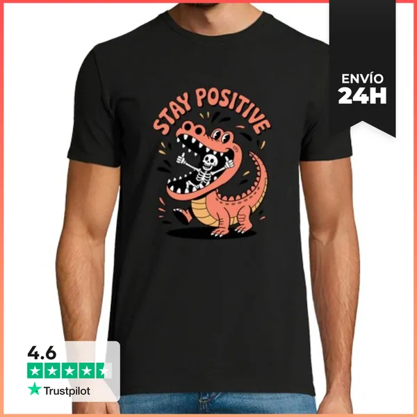 Camiseta Hombre Clásica Mantén Una Actitud Positiva Esqueleto D