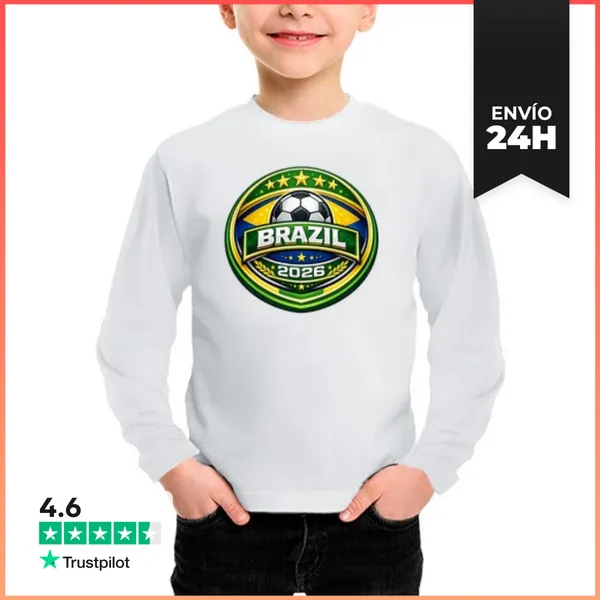 Camiseta Manga Larga Para Niños Fútbol Brasil 2026 LaTostadora