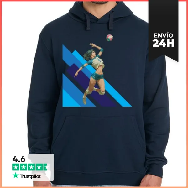 Sudadera Unisex Con Capucha Jugador De Voleibol Opuesto