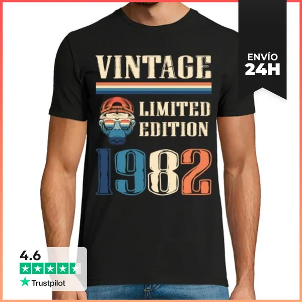 Camiseta Hombre Clásica Camiseta Vintage 1982 - Edición Limitada