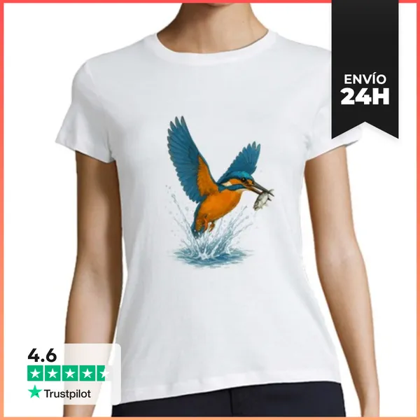 Camiseta Mujer Clásica Martín Pescador Ornitología LaTostadora