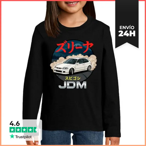 Camiseta Manga Larga Para Niños JDM CIVIC LaTostadora