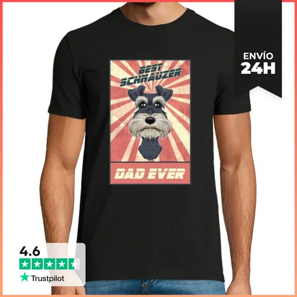 Camiseta Hombre Clásica El Mejor Schnauzer Miniatura Papá De Mi