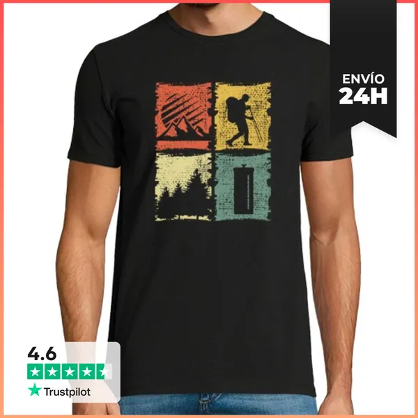 Camiseta Hombre Clásica Vintage Hiking LaTostadora