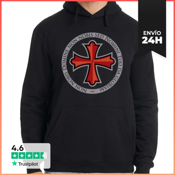 Sudadera Unisex Con Capucha Cruz Templaria Non Nobis LaTostadora