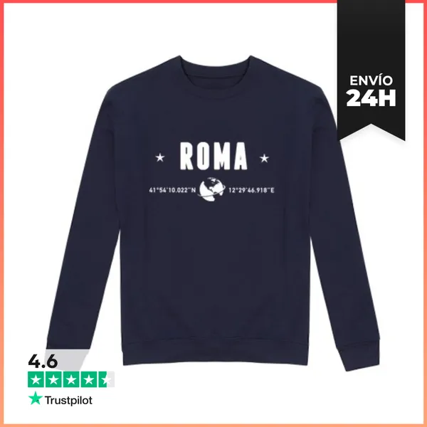 Sudadera Unisex Ciudad Roma Coordenadas Geográficas Blanco