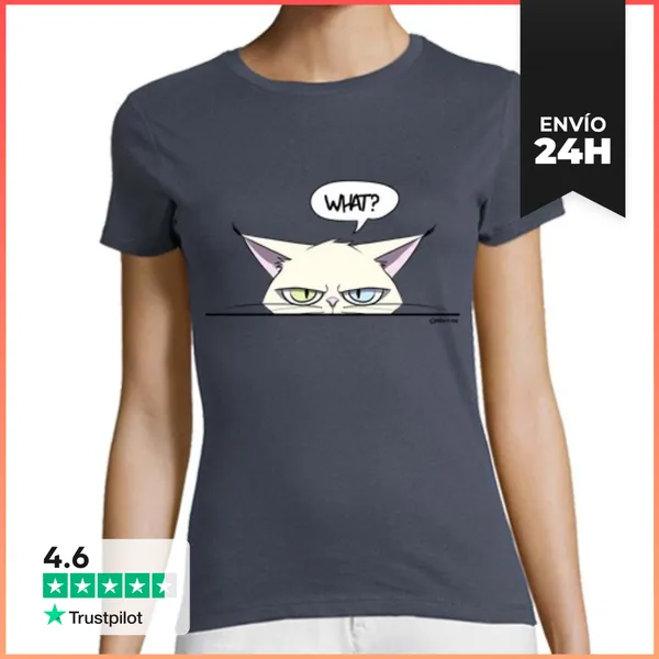 Camiseta Mujer Clásica Camiseta Mujer Grumpy White Cat