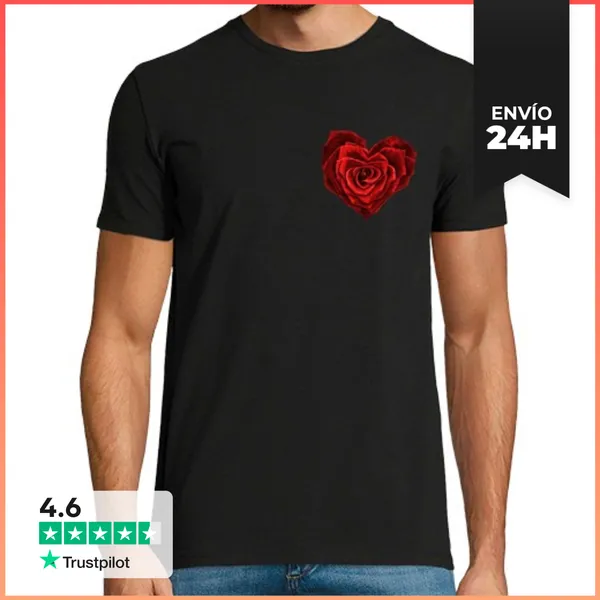 Camiseta Hombre Clásica Corazón De Rosa LaTostadora