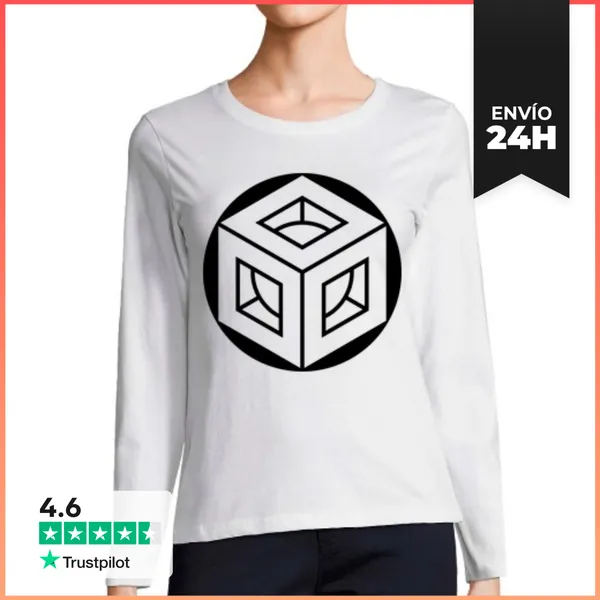 Camiseta Mujer Manga Larga Diseño De Círculo De Cultivo Del Cubo