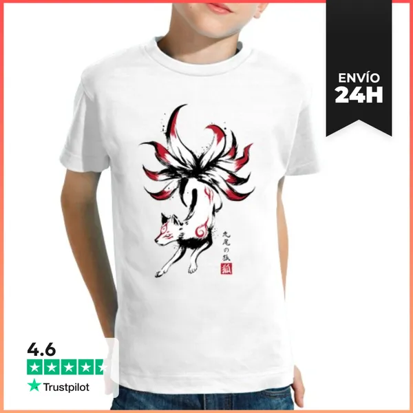 Camiseta Clásica Para Niños Kyubi No Kitsune Sumi E LaTostadora
