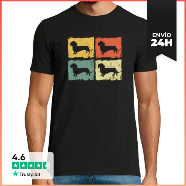 Camiseta Hombre Clásica Dachshund Retro Vintage LaTostadora
