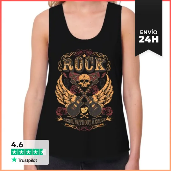 Camiseta Mujer Sin Mangas, Loose Fit ROCK LaTostadora