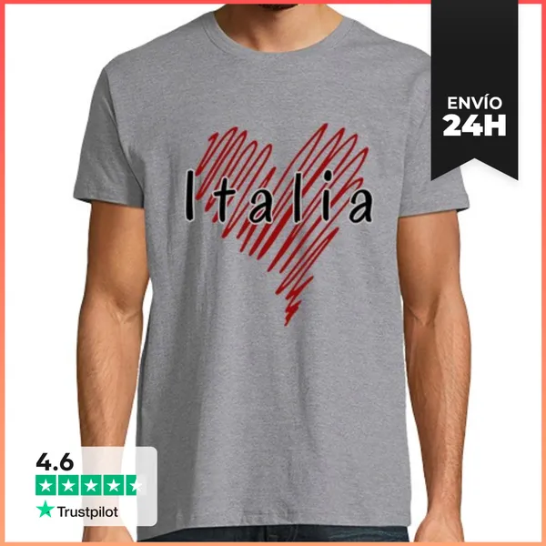 Camiseta Hombre Clásica Amo Italia, Orgullo Italiano LaTostadora