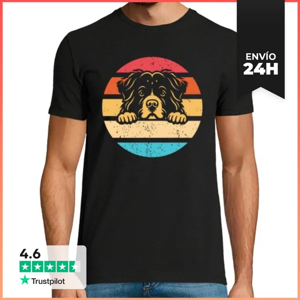 Camiseta Hombre Clásica Atardecer Retro Con Perro LaTostadora