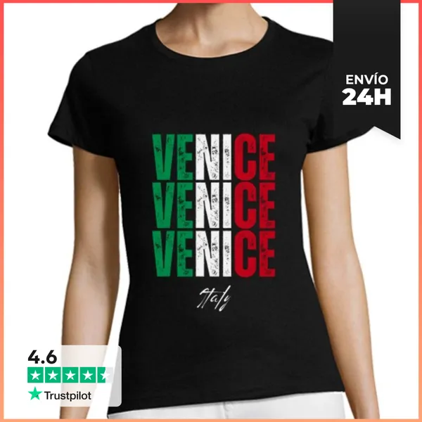 Camiseta Mujer Clásica Venecia Italia, Orgullo Italiano