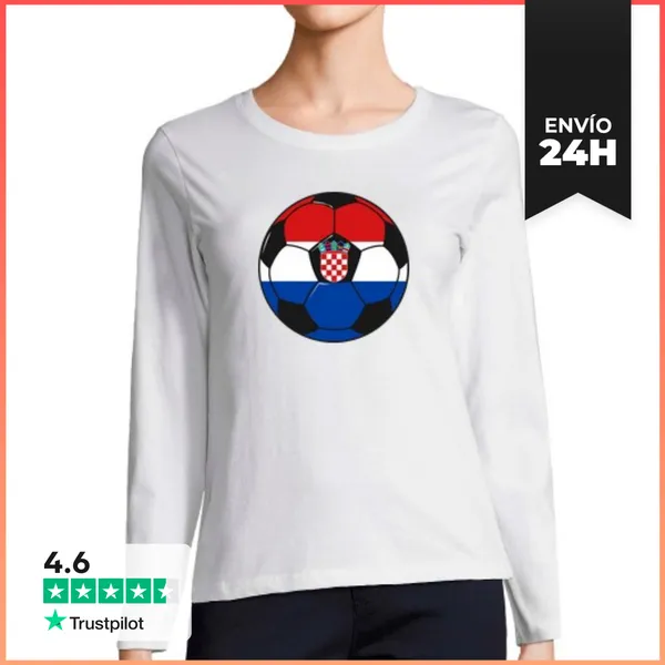 Camiseta Mujer Manga Larga Equipo De Fútbol Croacia LaTostadora