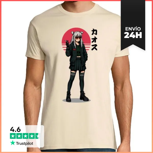 Camiseta Hombre Clásica Chica Rebelde Cibernética De Anime