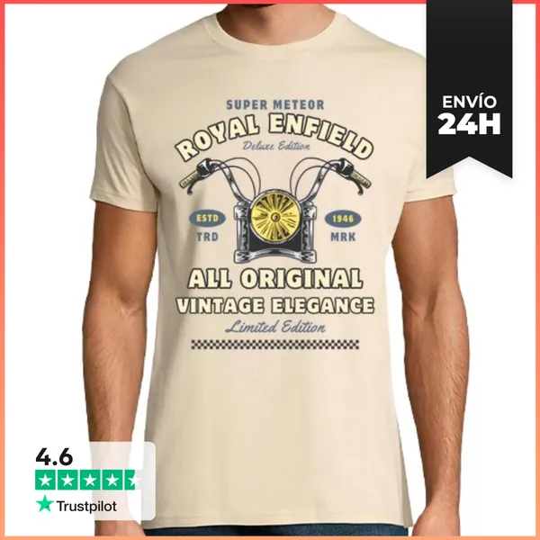 Camiseta Hombre Clásica Motos Clásicas Estilo 1946 Vintage Ropa