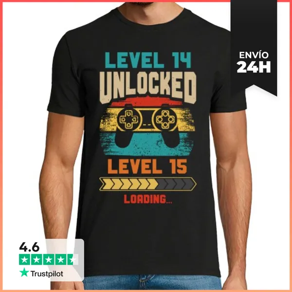 Camiseta Hombre Clásica LEVEL 14 UNLOCKED LEVEL 15 LOADING