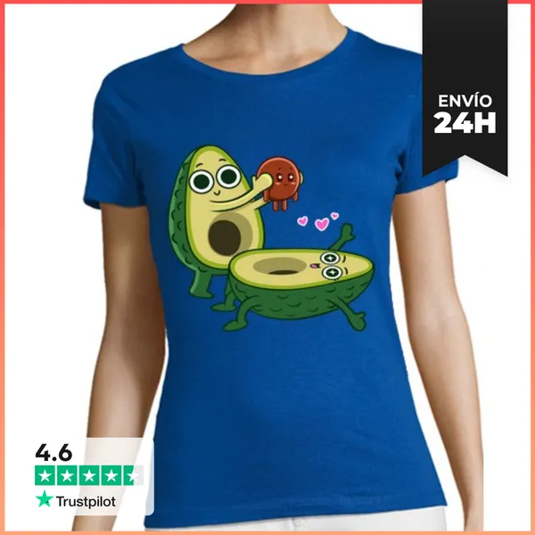 Camiseta Mujer Clásica Mujer, Manga Corta, Azul Royal, Calidad