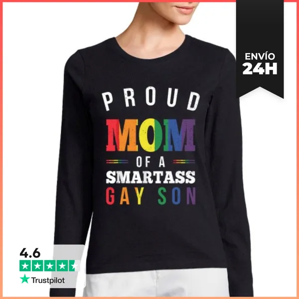Camiseta Mujer Manga Larga Orgullosa Mamá De Un Hijo Gay