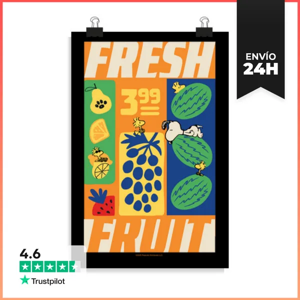 Póster Vertical Snoopy Fresh Fruit LaTostadora