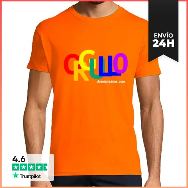 Camiseta Hombre Clásica Hombre, Manga Corta, Naranja, Calidad