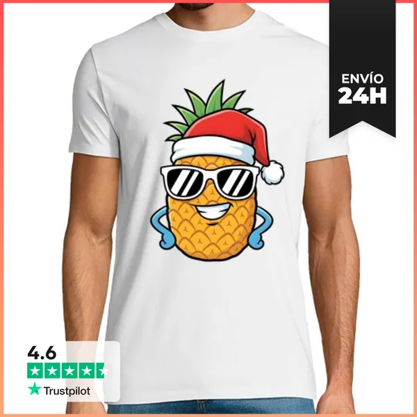 Camiseta Hombre Clásica Arte De Piña Navideña LaTostadora