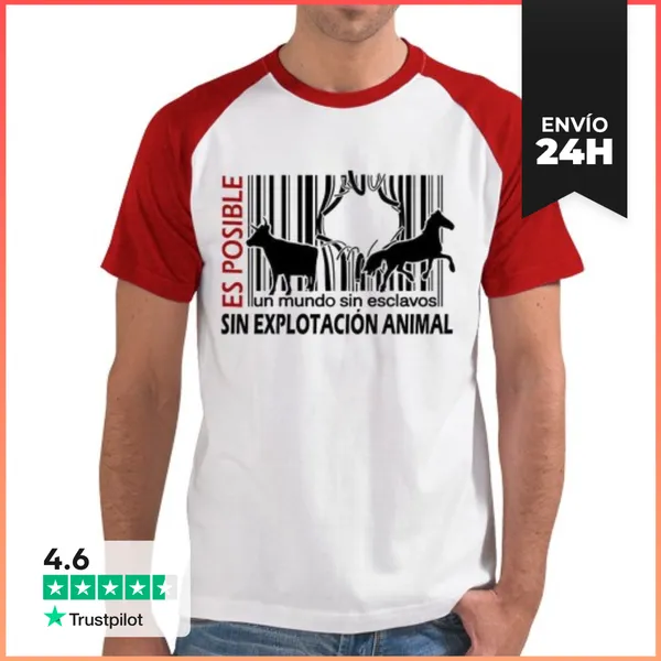 Camiseta Hombre, Estilo Béisbol Un Mundo Sin Esclavos LaTostadora