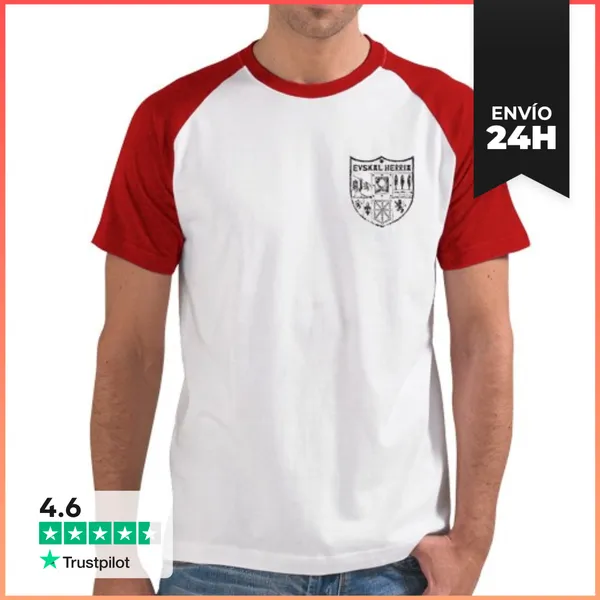 Camiseta Hombre, Estilo Béisbol Zazpiak Bat Euskal Herria Negro