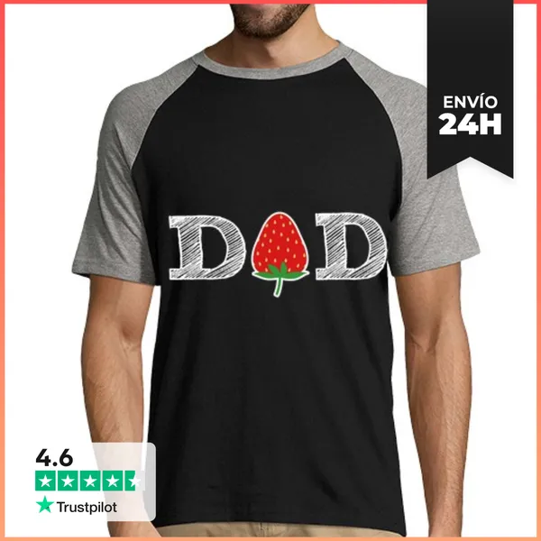Camiseta Hombre, Estilo Béisbol Papá Fresa Divertido Gif Fruta