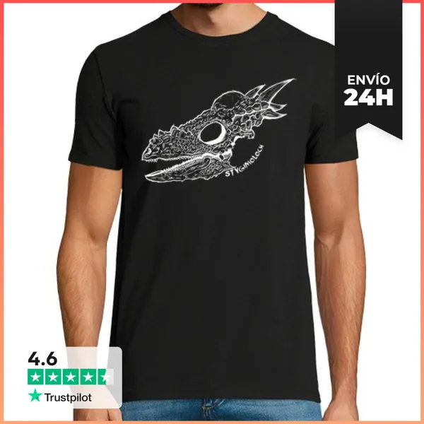Camiseta Hombre Clásica Stygi Cráneo Blanco LaTostadora