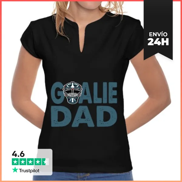Camiseta Mujer Cuello Mao Papá Portero De Hockey Sobre Hielo