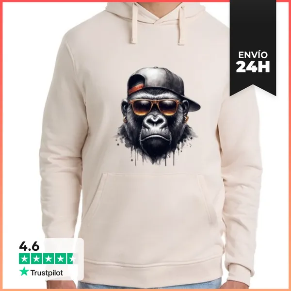 Sudadera Unisex Con Capucha Estilo De Mono LaTostadora