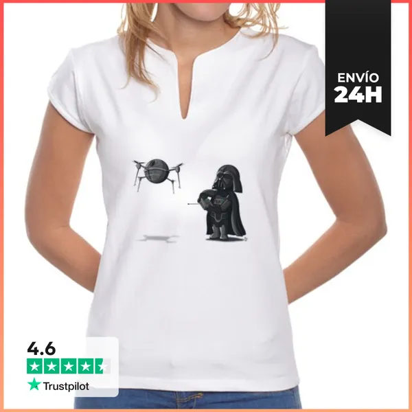 Camiseta Mujer Cuello Mao Drone Star LaTostadora