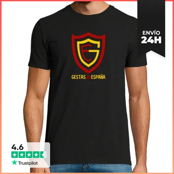 Camiseta Hombre Clásica Hombre, Manga Corta, Negra,LOGO GESTAS