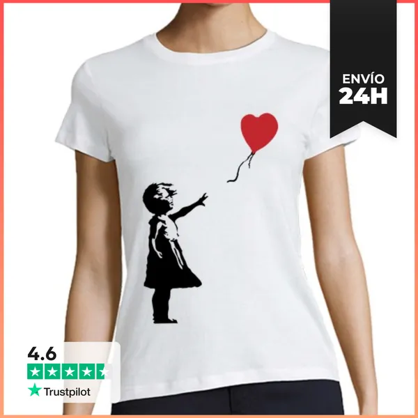 Camiseta Mujer Clásica Girl With Balloon LaTostadora