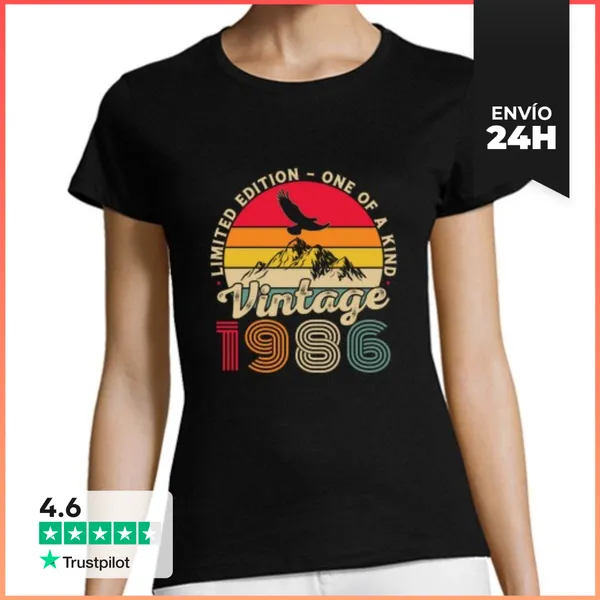 Camiseta Mujer Clásica 40 Cumpleaños 40 Años Vintage 1986