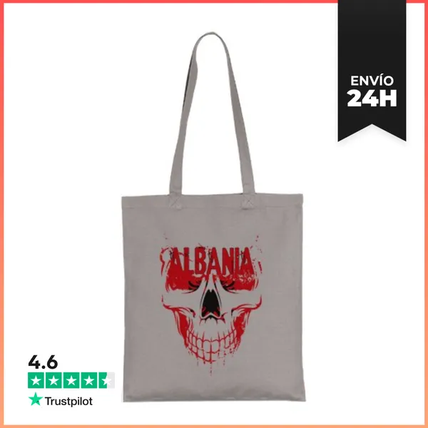 Bolsa De Tela Calavera Albania, Bandera Albania Grunge
