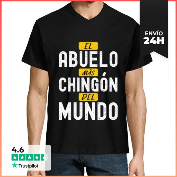 Camiseta Hombre, Cuello Pico El Abuelo Mas Chingón Del Mundo