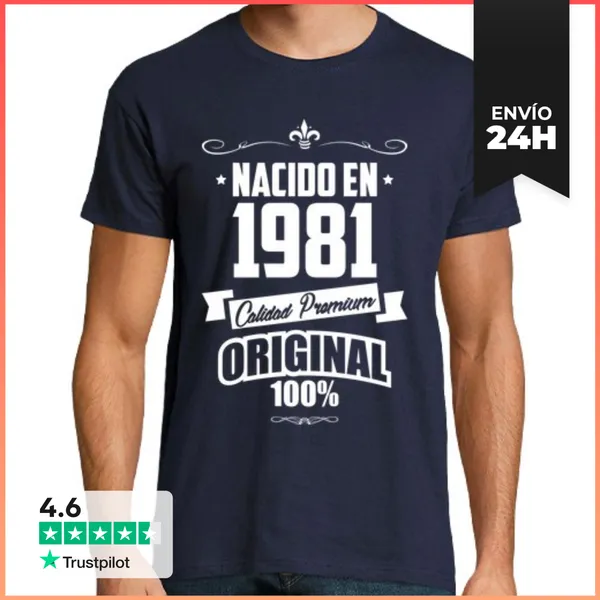 Camiseta Hombre Clásica Nacido En 1981, Calidad Premium Original