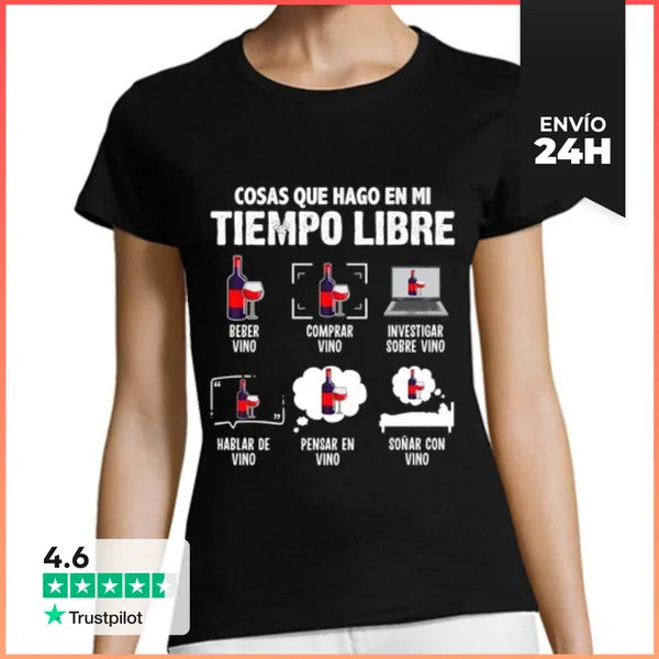 Camiseta Mujer Clásica Me Encanta El Vino Enóloga Humor Alcohol