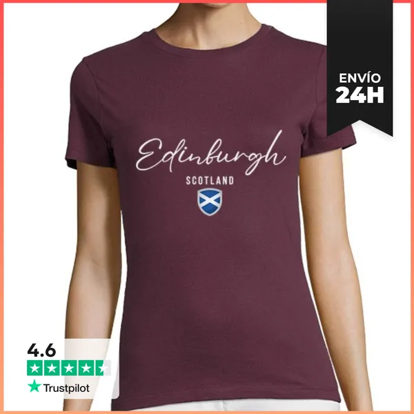 Camiseta Mujer Clásica Edimburgo Escocia, Amo Edimburgo