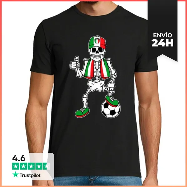 Camiseta Hombre Clásica Esqueleto Hincha Italiano Futbol Italia