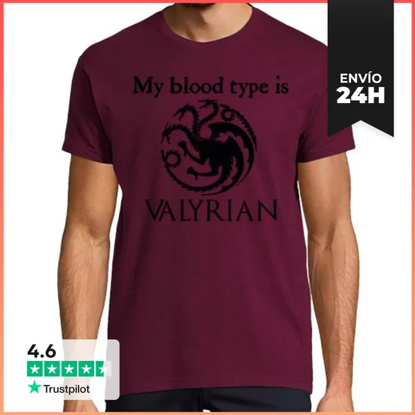 Camiseta Hombre Clásica Sangre Valyria Negro LaTostadora