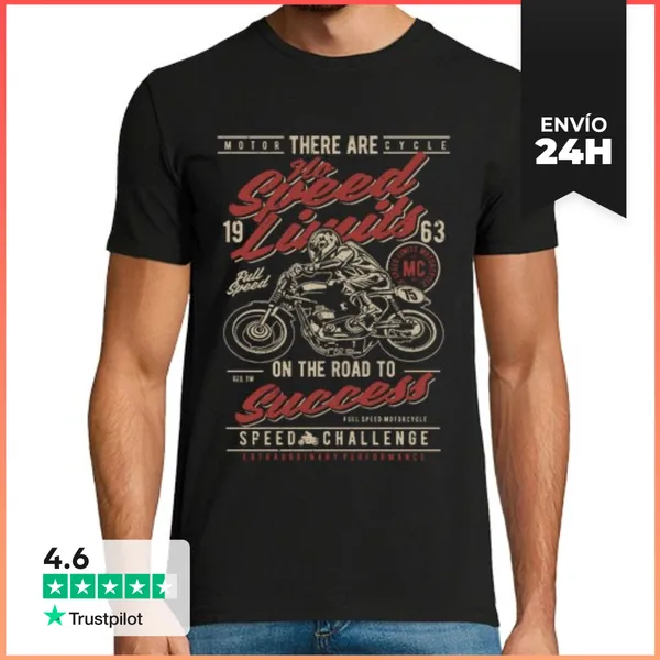 Camiseta Hombre Clásica Motero No Speed Limits LaTostadora