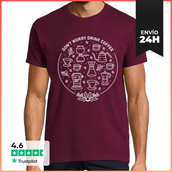 Camiseta Hombre Clásica No Te Preocupes Beber Café 2 LaTostadora