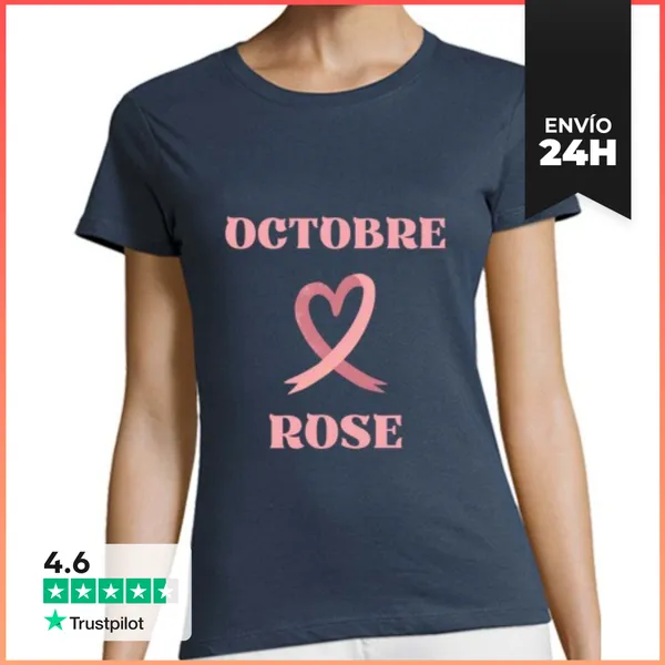 Camiseta Mujer Clásica Cáncer De Mama Femenino De Octubre Rosa