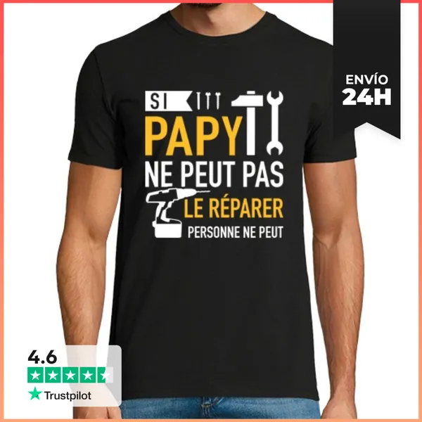 Camiseta Hombre Clásica Si Papy Ne Peut Pas Le Réparer Personne