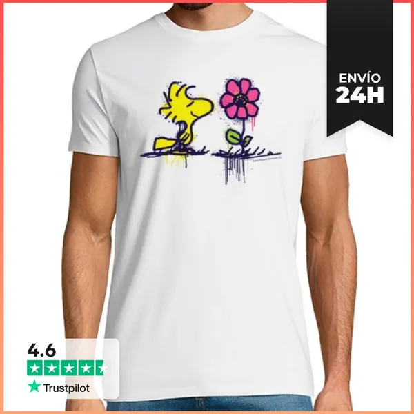 Camiseta Hombre Clásica Woodstock Y Flor Graffiti LaTostadora